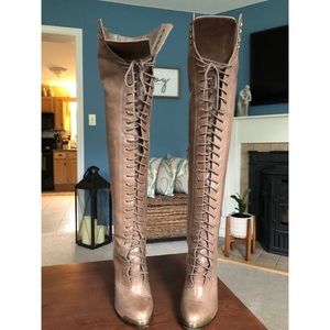 Joie Lace up over the knee boots.